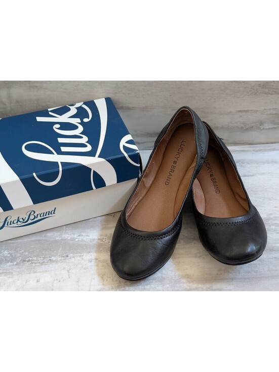 Lucky Brand Shoes - Lucky Brand LK-Emmie Black Oiled Cabretta Leather Flats Size 6.5M